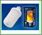 ЛСД Е27 Цил   6,0Вт . 220В A60 UNIEL LED лампа св/д  LED-L60/FLAME/FR PLD01WH  декоративная с типом свечения «эффект пламени» Форма «цилиндр», матовая