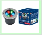 Св. влаг/защ грунт хром LED   6,0Вт RGB 220В UNIEL светильник ULU-B11A/RGB IP67 GREY  светодиодный уличный. тротуар   встраиваемый. RGB свет. Корпус